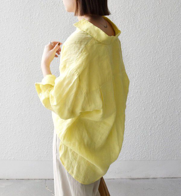 SHIPS any「《予約》SHIPS any:〈洗濯機可能〉リネン レギュラーカラー ルーズ 刺繍 シャツ」|シャツ・ブラウス|