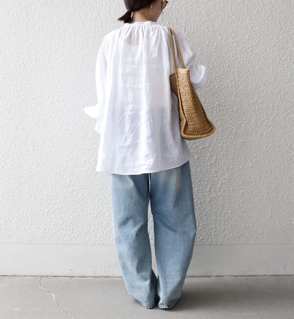 SHIPS any「《予約》SHIPS any:〈洗濯機可能〉リネン ボリューム スリーブ ブラウス」|シャツ・ブラウス|