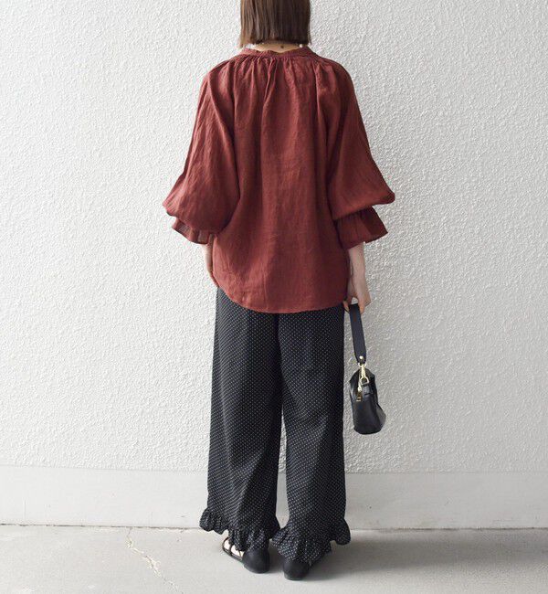 SHIPS any「《予約》SHIPS any:〈洗濯機可能〉リネン ボリューム スリーブ ブラウス」|シャツ・ブラウス|