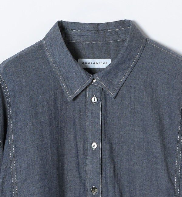 quaranciel「《予約》quaranciel:〈洗濯機可能〉シアー デニム レギュラーカラー シャツ」|シャツ・ブラウス|