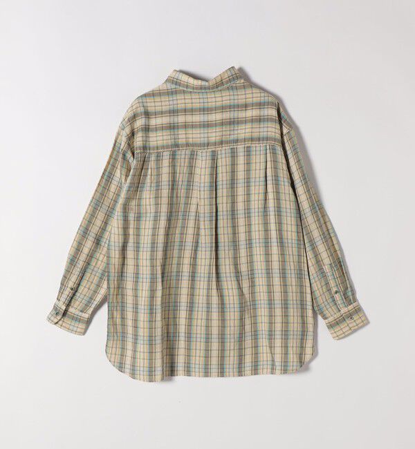SHIPS any「《予約》SHIPS any:〈洗濯機可能〉リネン ミックス レギュラーカラー ルーズ 刺繍 シャツ（チェック）」|シャツ・ブラウス|