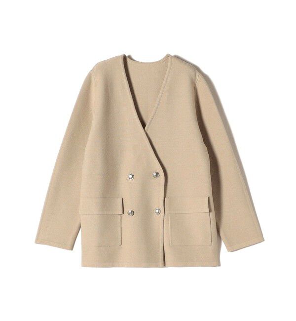 SHIPS Colors 「SHIPS Colors:〈手洗い可能〉ニット カラーレス ダブルボタン ジャケット」|ノーカラージャケット|