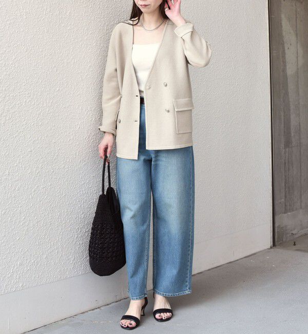 SHIPS Colors 「SHIPS Colors:〈手洗い可能〉ニット カラーレス ダブルボタン ジャケット」|ノーカラージャケット|