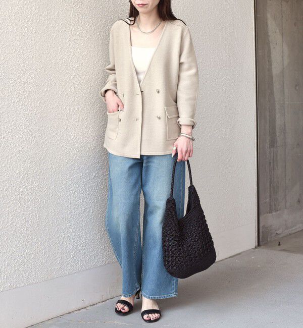 SHIPS Colors 「SHIPS Colors:〈手洗い可能〉ニット カラーレス ダブルボタン ジャケット」|ノーカラージャケット|