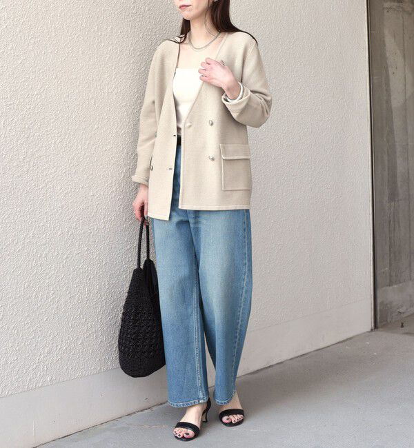 SHIPS Colors 「SHIPS Colors:〈手洗い可能〉ニット カラーレス ダブルボタン ジャケット」|ノーカラージャケット|