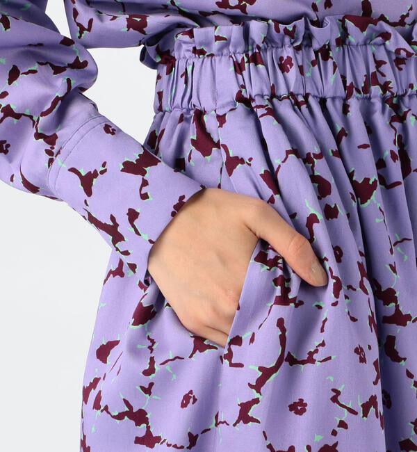 Ballsey「スプレッドフラワープリント ウエストギャザーミディスカート」|フレア|