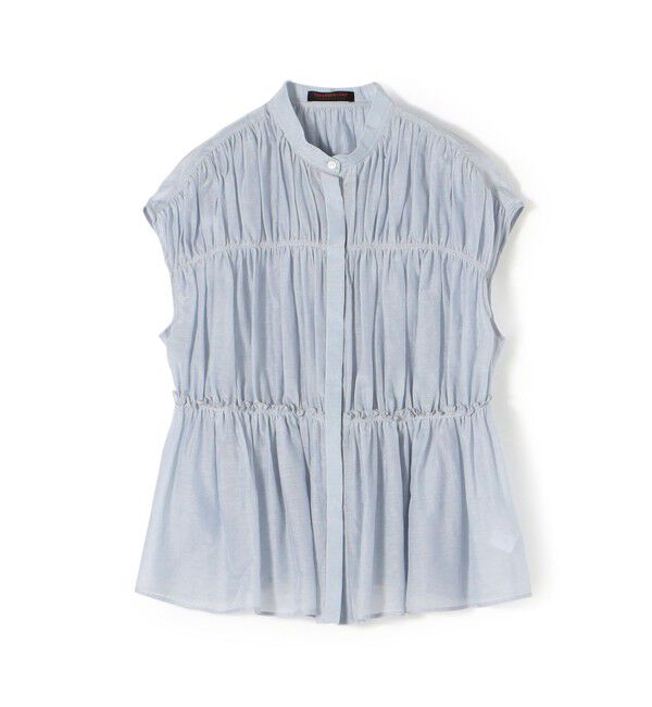 TOMORROWLAND collection「コットンシルク シャーリングペプラムブラウス」|シャツ・ブラウス|63 ライトブルー