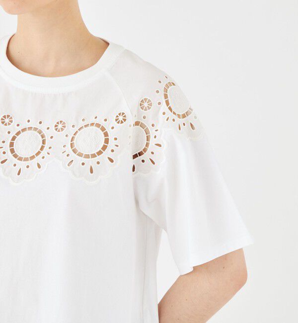 MACPHEE「ボタニカルエンブロイダリー ハーフスリーブTシャツ」|Tシャツ・カットソー|