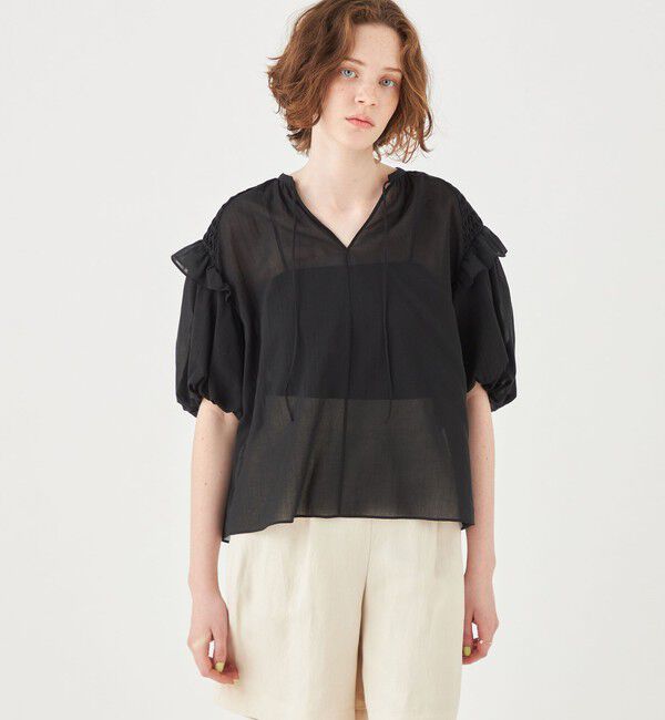 Ballsey「コットンクレープ パフスリーブブラウス」|シャツ・ブラウス|