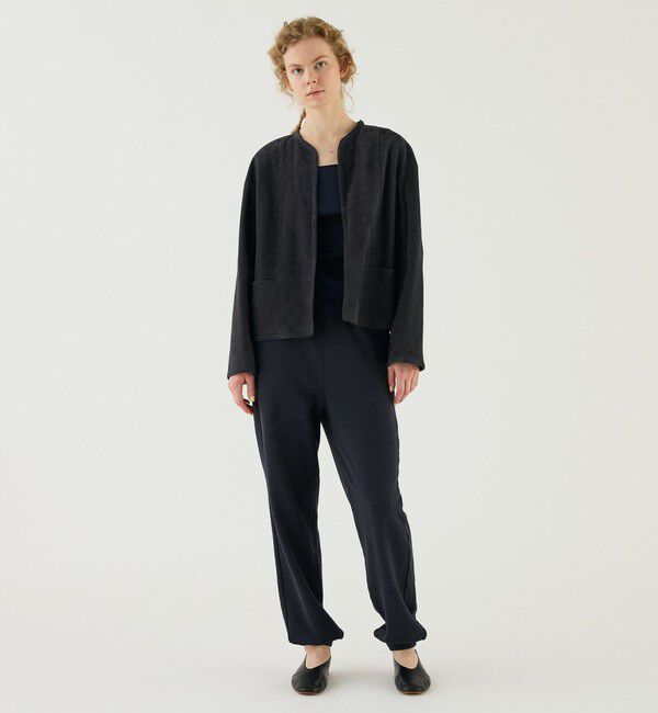 GALERIE VIE「ゴートスウェード ボックスジャケット」|ノーカラージャケット|