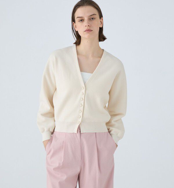 Ballsey「パールコンビ Vネックカーディガン」|カーディガン|