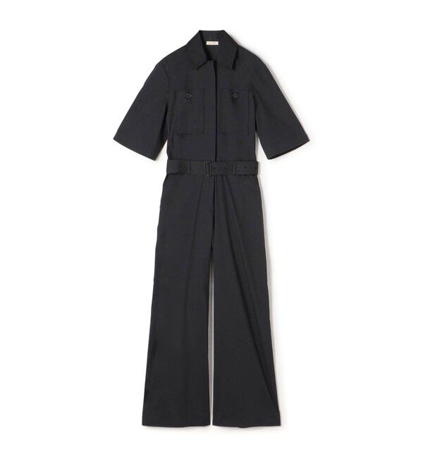 DES PRES「ストレッチポプリン ハーフスリーブジャンプスーツ」|オールインワン|19 ブラック