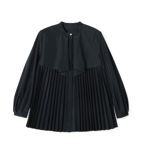Ballsey「プリーツコンビ フロントドレープブラウス」|シャツ・ブラウス|69 ネイビー