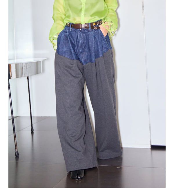  「TANAKA 別注 COMBI WIDE TROUSERS ST-232-DG[SWEAT]：デニムパンツ」|デニム|グレーA