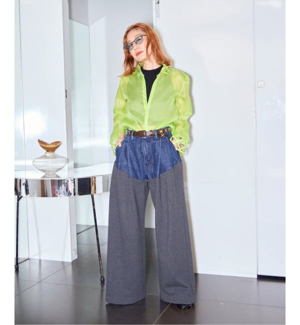  「TANAKA 別注 COMBI WIDE TROUSERS ST-232-DG[SWEAT]：デニムパンツ」|デニム|