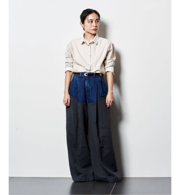  「TANAKA 別注 COMBI WIDE TROUSERS ST-232-DG[SWEAT]：デニムパンツ」|デニム|