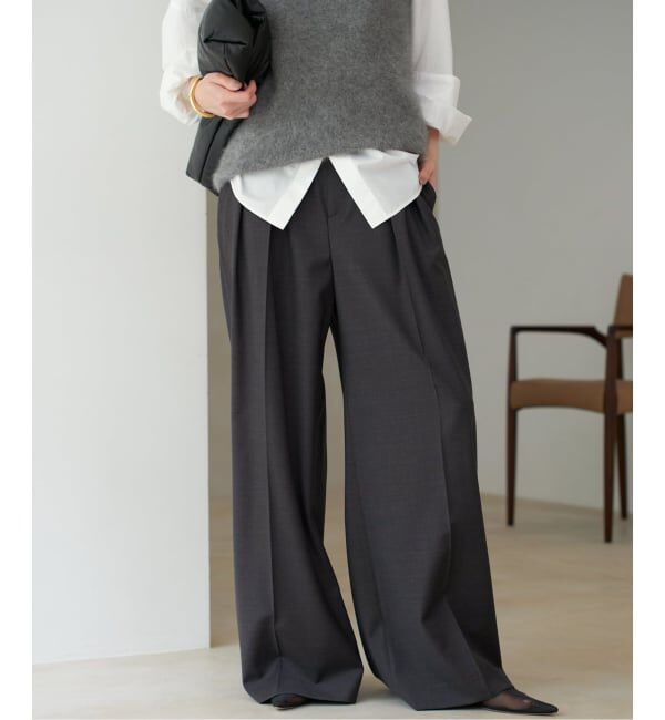 Plage「WO SE 2Tuck Wide パンツ」|スラックス|