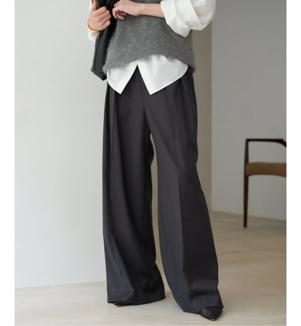 Plage「WO SE 2Tuck Wide パンツ」|スラックス|