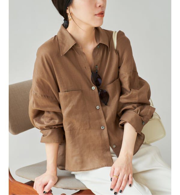 Plage「《追加予約》RAMIE LYOCELL CROPPED シャツ 2」|シャツ・ブラウス|ブラウン