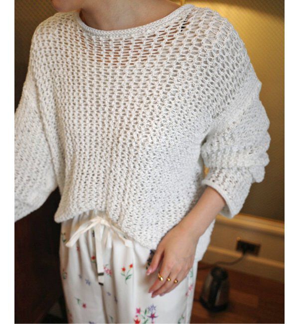 SLOBE IENA「LOGAN/ローガン SLOBE別注 メッシュプルオーバー LG-25SS09」|ニット・セーター|ホワイト