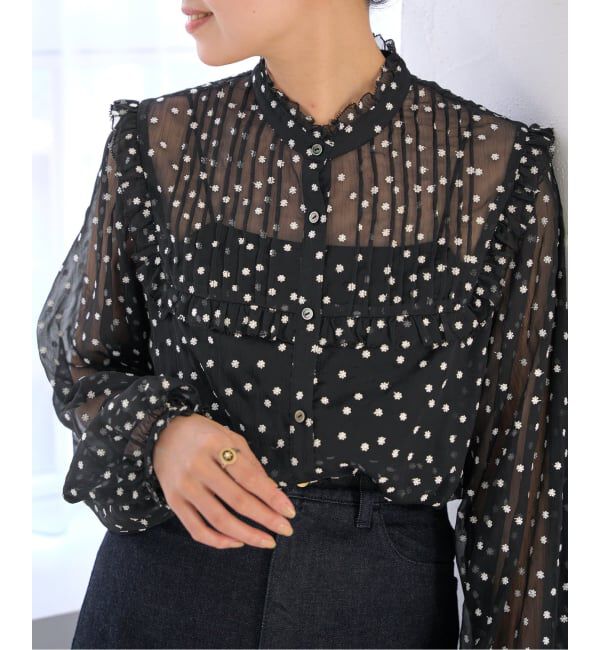 IENA「《WEB限定/追加2》楊柳フリルピンタックブラウス」|シャツ・ブラウス|