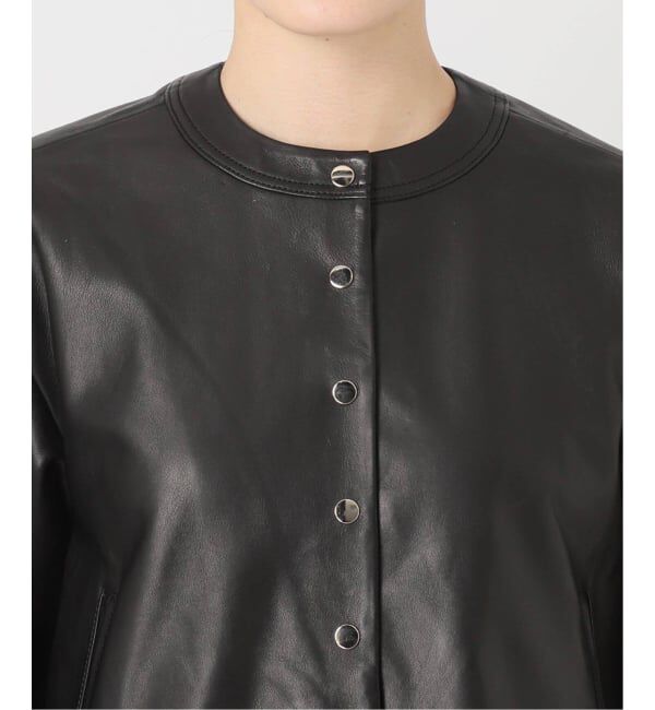 IENA「《追加》シープクルーネックブルゾン」|ライダースジャケット|