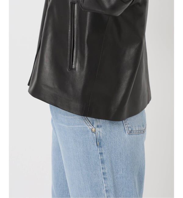 IENA「《追加》シープクルーネックブルゾン」|ライダースジャケット|