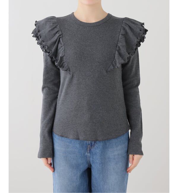 SLOBE IENA「ハニカムキャップフリルロングスリーブ TEE」|Tシャツ・カットソー|グレー