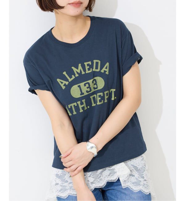 SLOBE IENA「《予約》Champion/チャンピオン SLOBE別注 ロゴTシャツ」|Tシャツ・カットソー|ネイビー