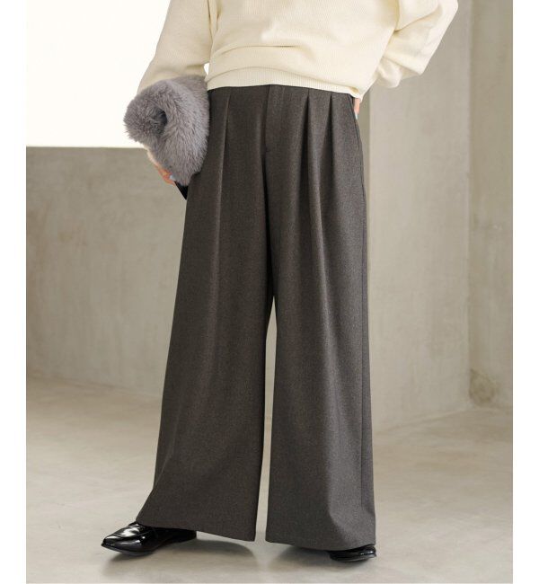 JOURNAL STANDARD relume「《追加5》ウォッシャブルサージストレッチタックワイドパンツ」|スラックス|グレー