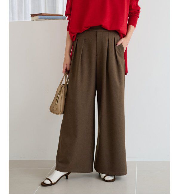 JOURNAL STANDARD relume「《追加5》ウォッシャブルサージストレッチタックワイドパンツ」|スラックス|ブラウン B