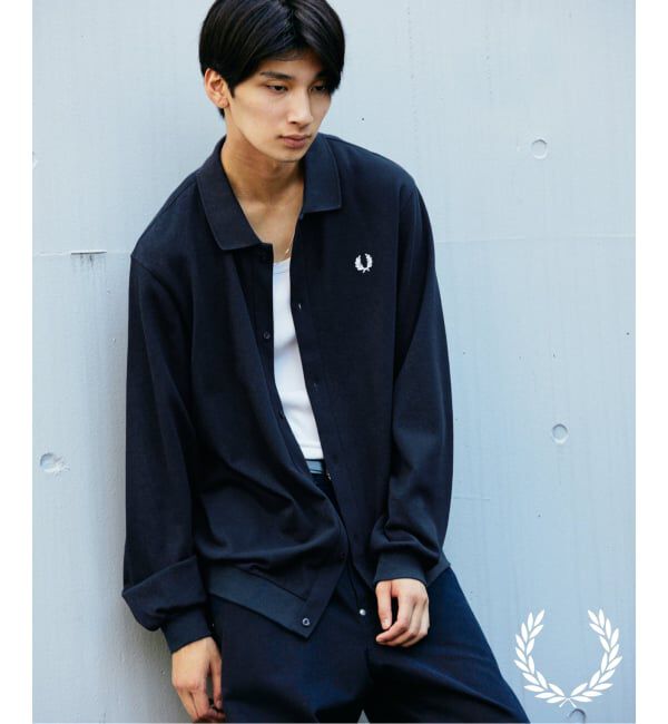 JOURNAL STANDARD「FRED PERRY / フレッドペリー 別注  フル ボタン ピケ ポロシャツ」|シャツ・ブラウス|ネイビー