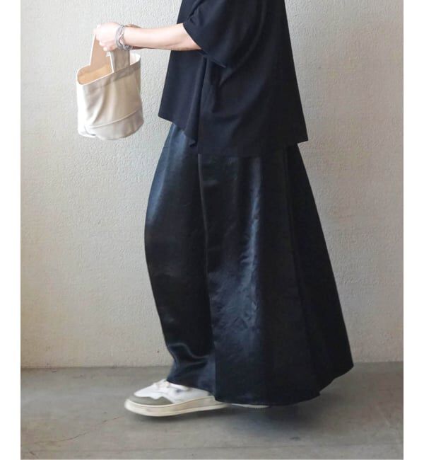 journal standard luxe「ヴィンテージサテン ギャザースカート」|スカート|ブラック