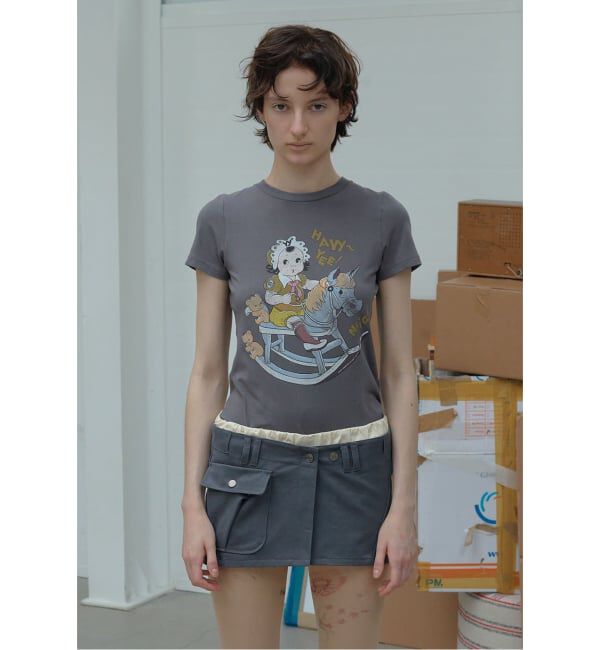 Oriens JOURNAL STANDARD「【OPEN YY / オープンワイワイ】Knitted ROCKING BABY TEE」|Tシャツ・カットソー|ブラック