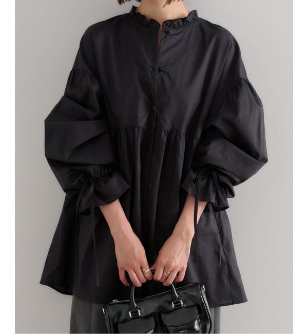 U by SPICK&SPAN「《WEB限定》スタンドカラーフリルブラウス」|シャツ・ブラウス|