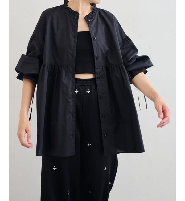 U by SPICK&SPAN「《WEB限定》スタンドカラーフリルブラウス」|シャツ・ブラウス|