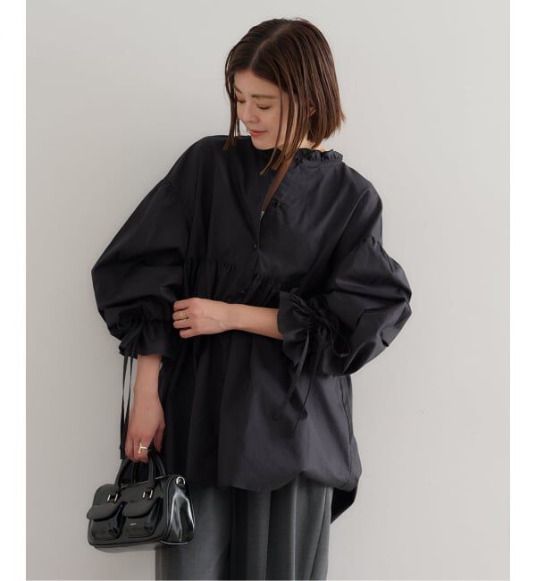 U by SPICK&SPAN「《WEB限定》スタンドカラーフリルブラウス」|シャツ・ブラウス|