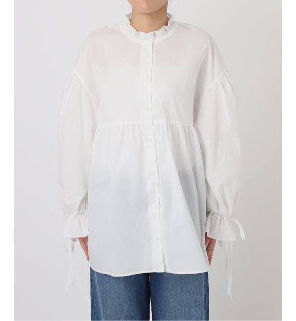 U by SPICK&SPAN「《WEB限定》スタンドカラーフリルブラウス」|シャツ・ブラウス|