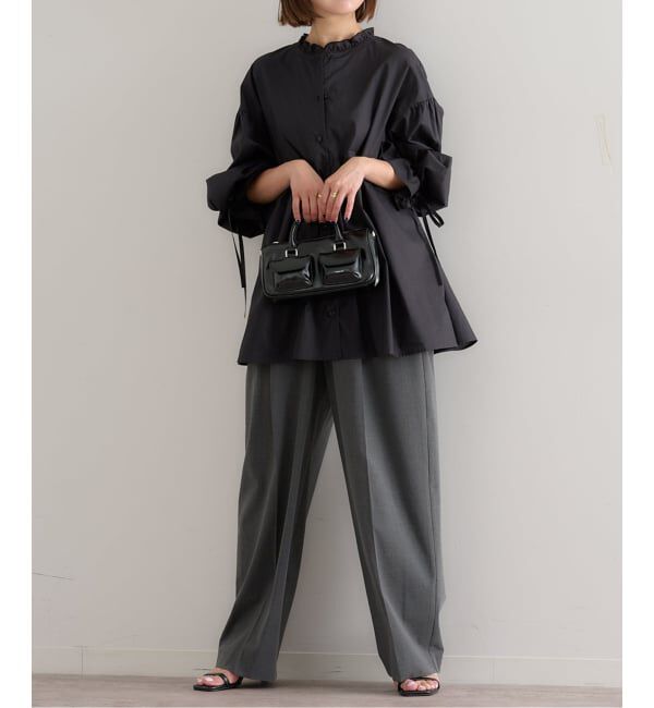 U by SPICK&SPAN「《WEB限定》スタンドカラーフリルブラウス」|シャツ・ブラウス|