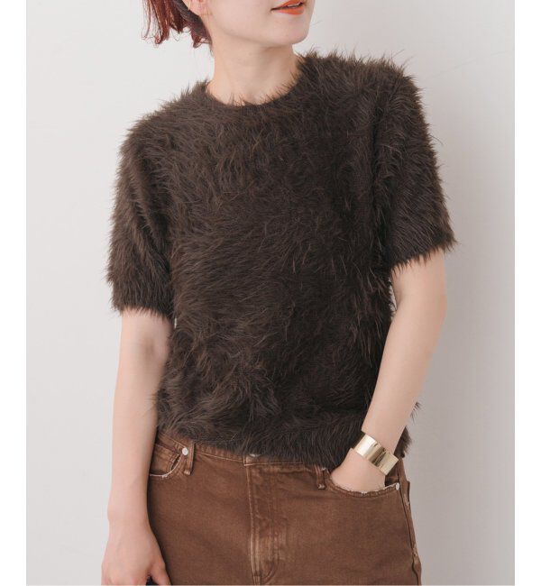 Spick and Span「《追加》手洗い可 / フェザーヤーンハーフスリーブニット」|ニット・セーター|