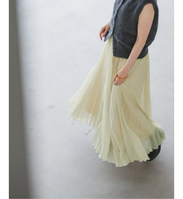 NOBLE「ヴィンテージシアーソフトプリーツスカート」|スカート|イエロー