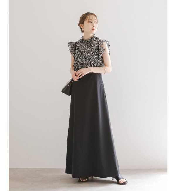 NOBLE「《追加4》【洗える】シャーリングフリルノースリブラウス」|シャツ・ブラウス|