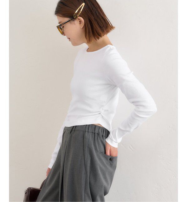 U by SPICK&SPAN「サイドギャザーボートネックトップス」|Tシャツ・カットソー|