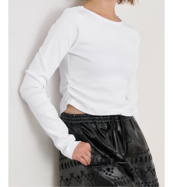 U by SPICK&SPAN「サイドギャザーボートネックトップス」|Tシャツ・カットソー|