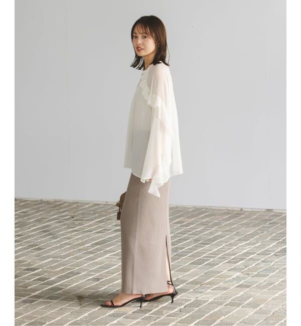 NOBLE「《WEB&ルミネ新宿店限定追加》【NOBLE&times;L'AUBE BLANC】楊柳フリル梯子刺繍ブラウス」|シャツ・ブラウス|