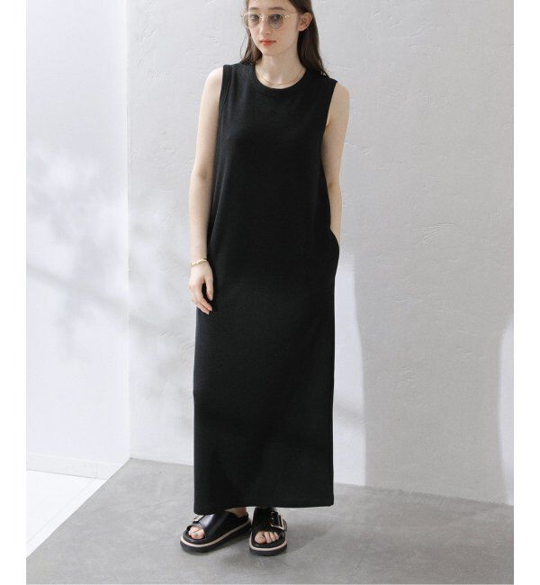  「【洗える】Munich/ミューニック リネンライクダブルフェイスワンピース」|ワンピース|ブラック