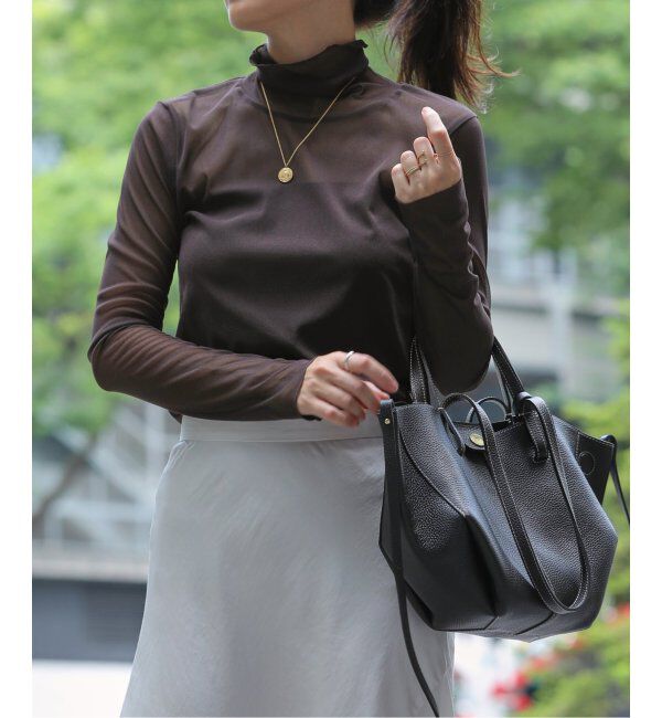  「【洗える】シアースタンドプルオーバー」|Tシャツ・カットソー|ブラウン