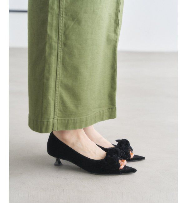  「3.5cmポインテッドリボンオープントゥパンプス」|パンプス|