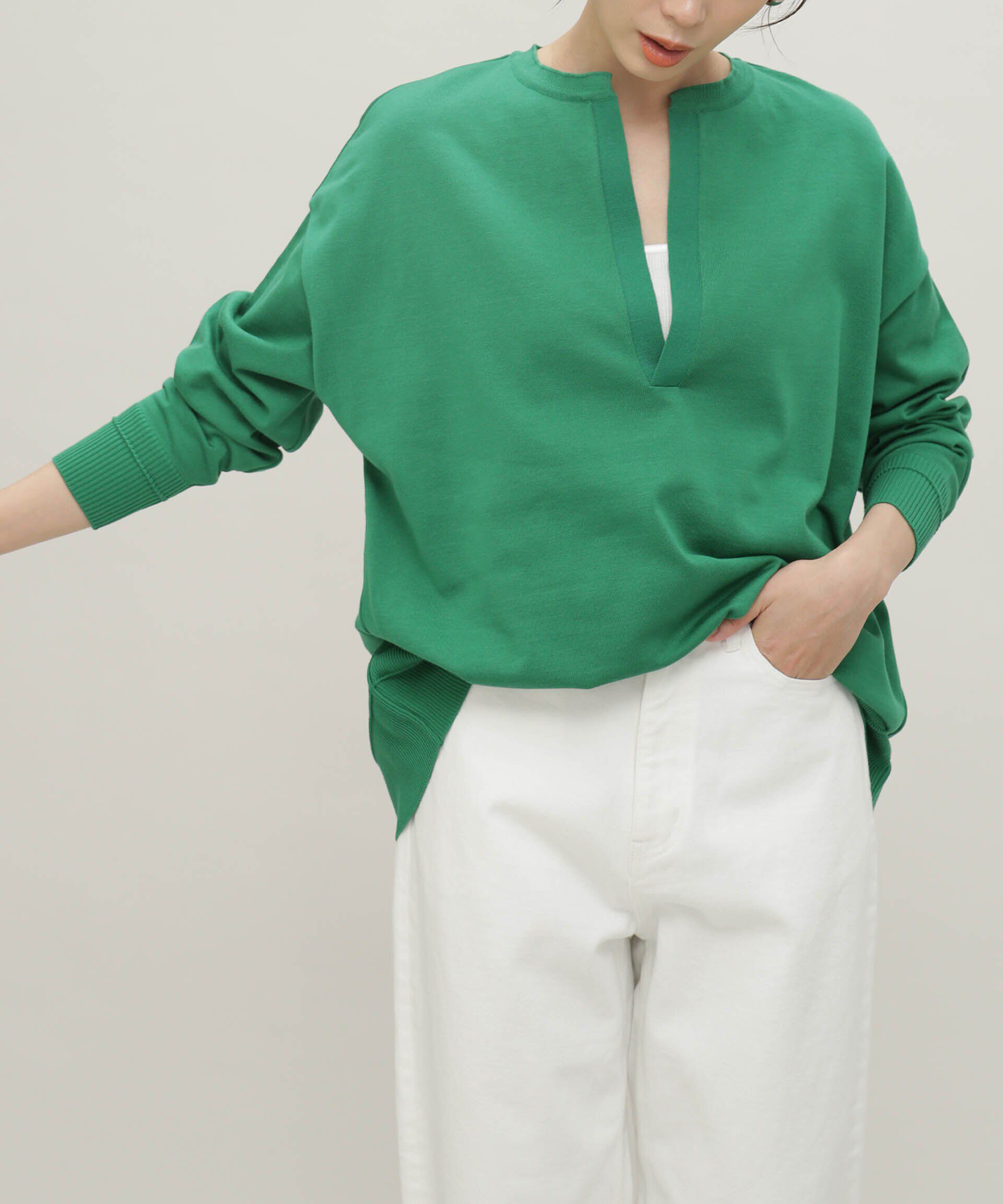 nano･universe「LB.03/思いきり洗えるニット スキッパーボーダープルオーバー」|ニット・セーター|グリーン