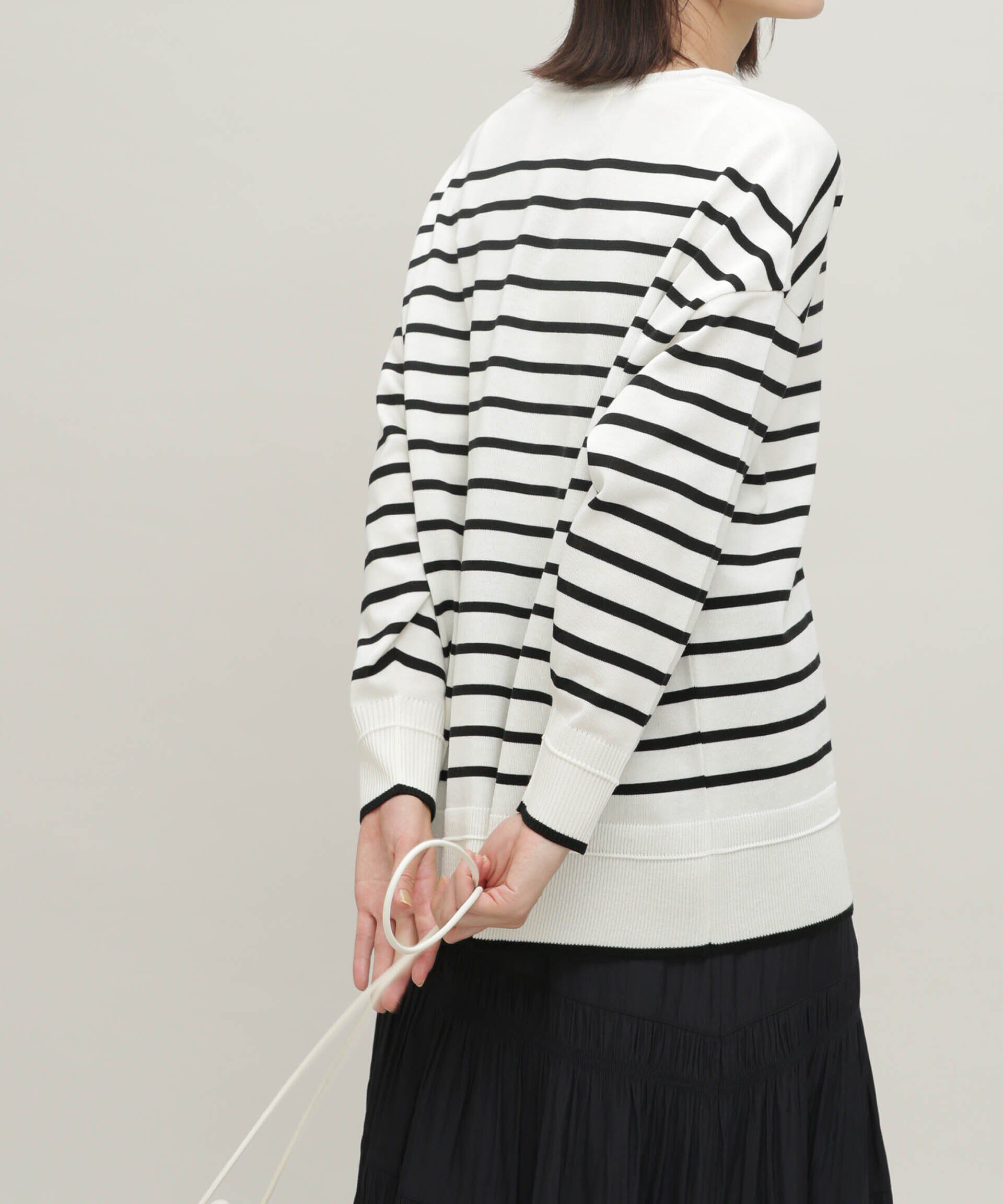 nano･universe「LB.03/思いきり洗えるニット スキッパーボーダープルオーバー」|ニット・セーター|